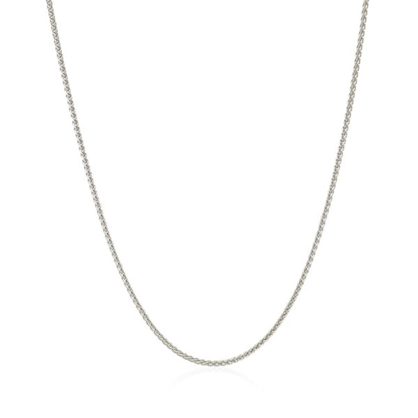 14k White Gold Round Wheat Chain 1.0mm - Image 2