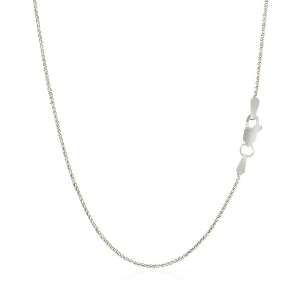 14k White Gold Round Wheat Chain 1.0mm - Image 3