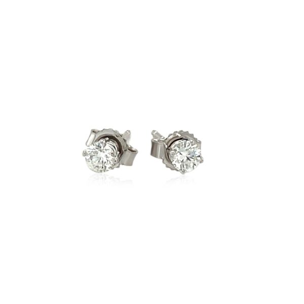 14k White Gold Diamond Four Prong Stud Earrings (1/4 cttw) - Image 2