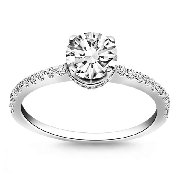 14k White Gold Diamond Collar Engagement Ring