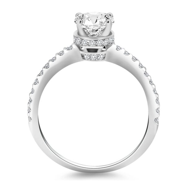 14k White Gold Diamond Collar Engagement Ring - Image 2