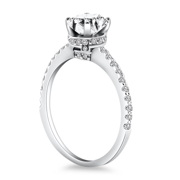 14k White Gold Diamond Collar Engagement Ring - Image 3