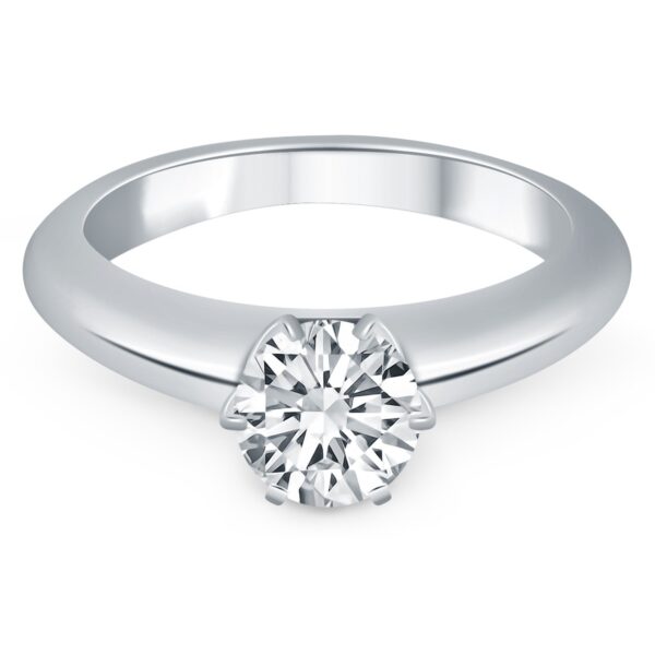 14k White Gold Solitaire Cathedral Engagement Ring - Image 2