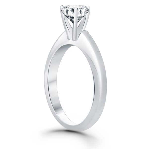 14k White Gold Solitaire Cathedral Engagement Ring - Image 3