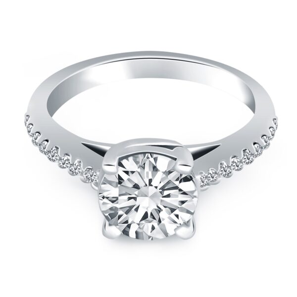 14k White Gold Trellis Diamond Engagement Ring - Image 2