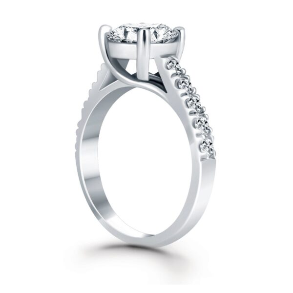 14k White Gold Trellis Diamond Engagement Ring - Image 3