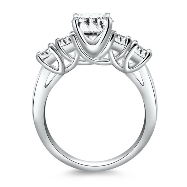 14k White Gold Five Stone Diamond Trellis Engagement Ring - Image 3