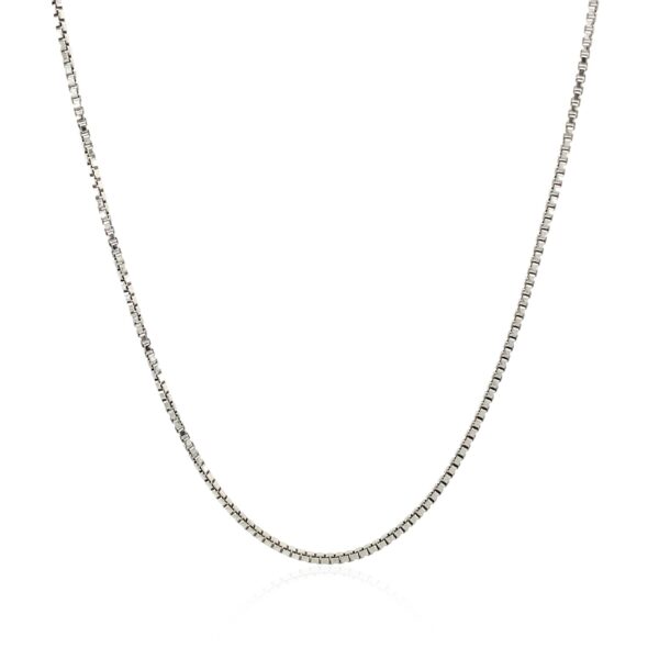 Sterling Silver Rhodium Plated Box Chain 1.1mm - Image 2