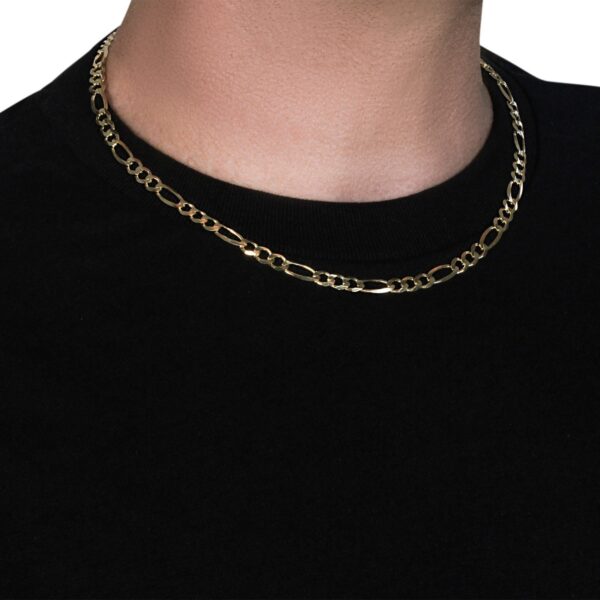 5.3mm 10K Yellow Gold Solid Figaro Chain - Image 2