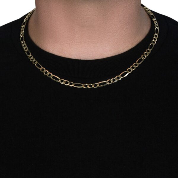 5.3mm 10K Yellow Gold Solid Figaro Chain - Image 4