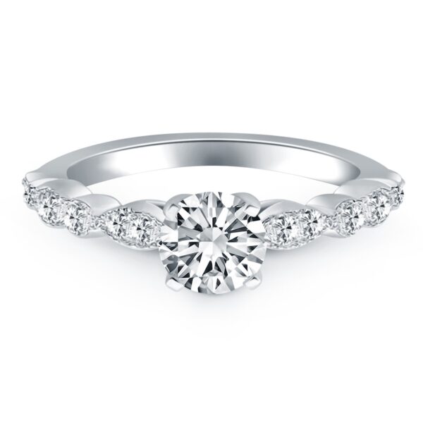 14k White Gold Fancy Shaped Diamond Engagement Ring - Image 2