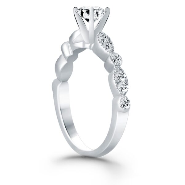 14k White Gold Fancy Shaped Diamond Engagement Ring - Image 3