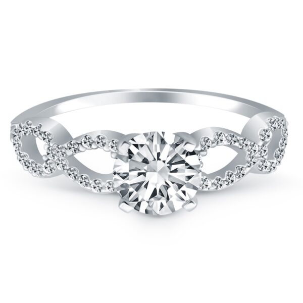 14k White Gold Double Infinity Diamond Engagement Ring - Image 2