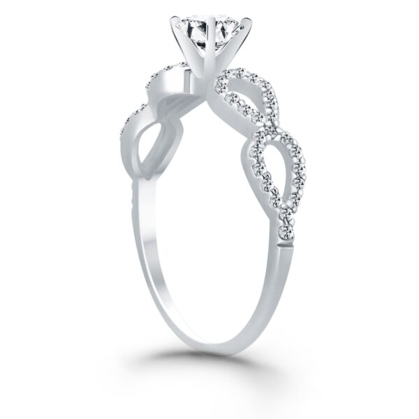 14k White Gold Double Infinity Diamond Engagement Ring - Image 3