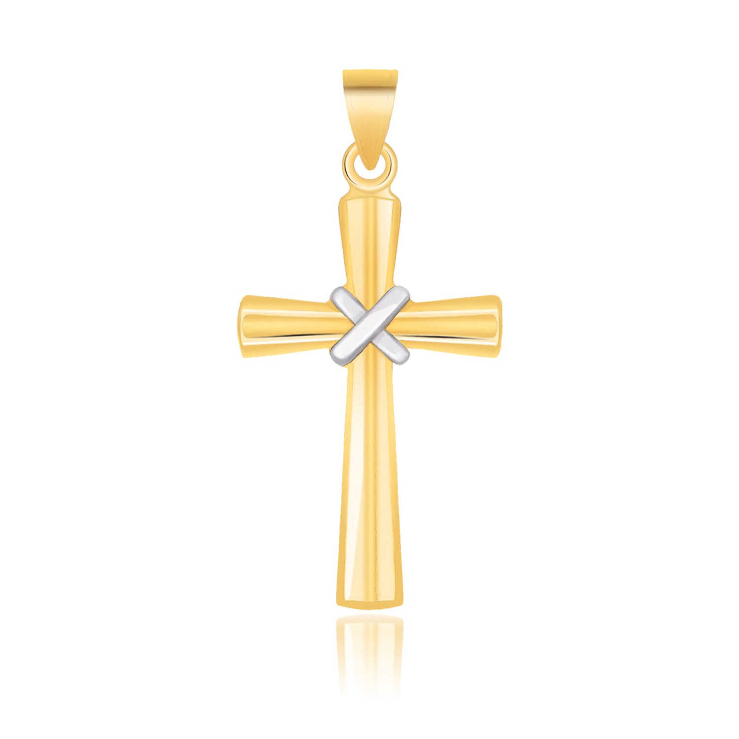 14k Two-Tone Gold Cross Pendant with a Center X Design | Lyla Jewelers