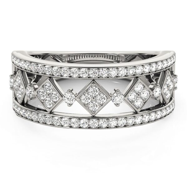 Diamond Studded Square Motif Ring in 14k White Gold (1/2 cttw) - Image 2