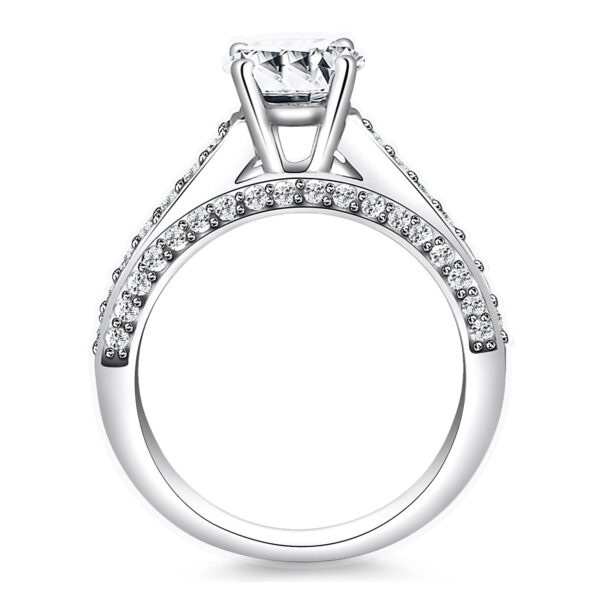 14k White Gold Pave Diamond Cathedral Engagement Ring - Image 3