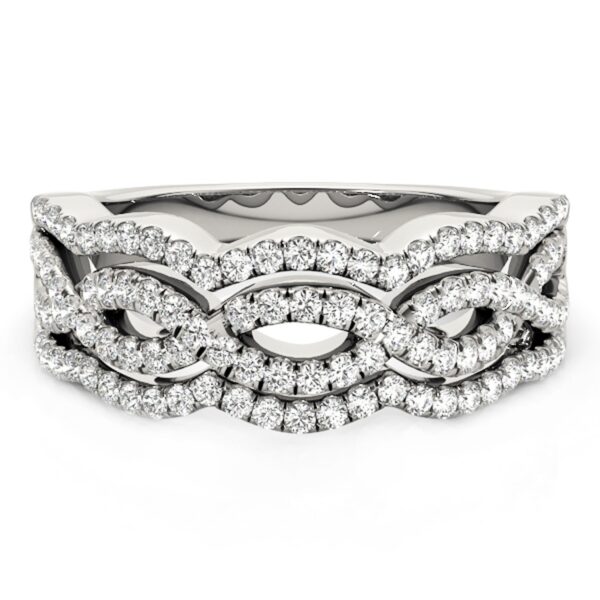 Diamond Studded Ring with Four Curves in 14k White Gold (5/8 cttw) - Image 2