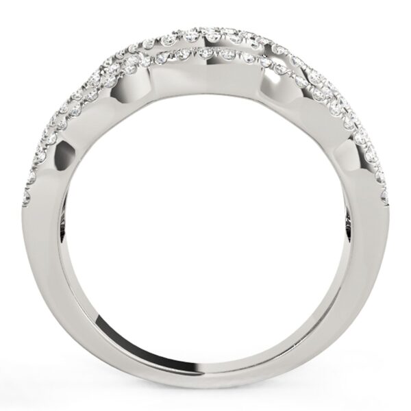 Diamond Studded Ring with Four Curves in 14k White Gold (5/8 cttw) - Image 3