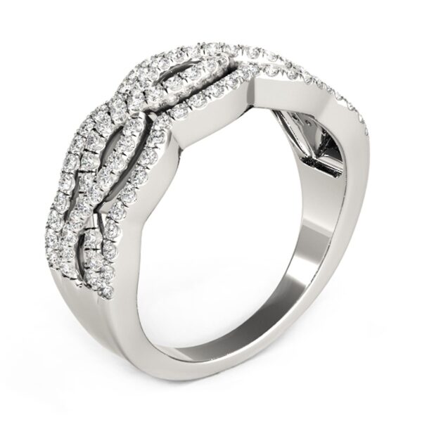 Diamond Studded Ring with Four Curves in 14k White Gold (5/8 cttw) - Image 4