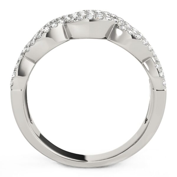 Diamond Studded Double Interlocking Waves Ring in 14k White Gold  (5/8 cttw) - Image 3