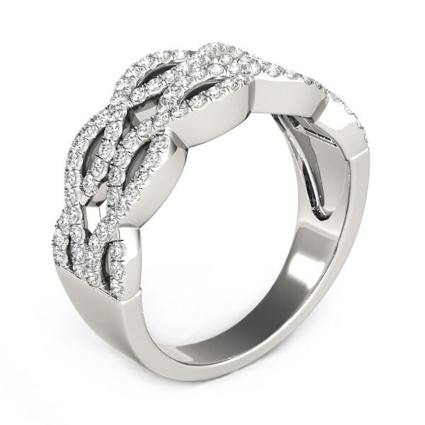 Diamond Studded Double Interlocking Waves Ring in 14k White Gold  (5/8 cttw) - Image 4