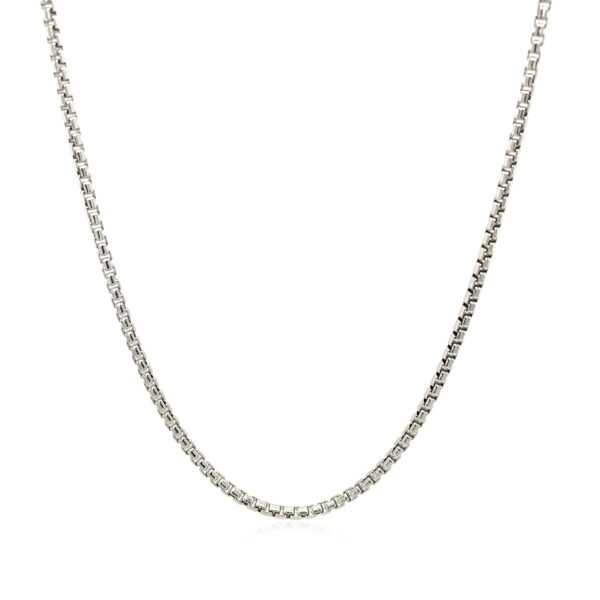 Sterling Silver Rhodium Plated Round Box Chain 1.5mm - Image 2