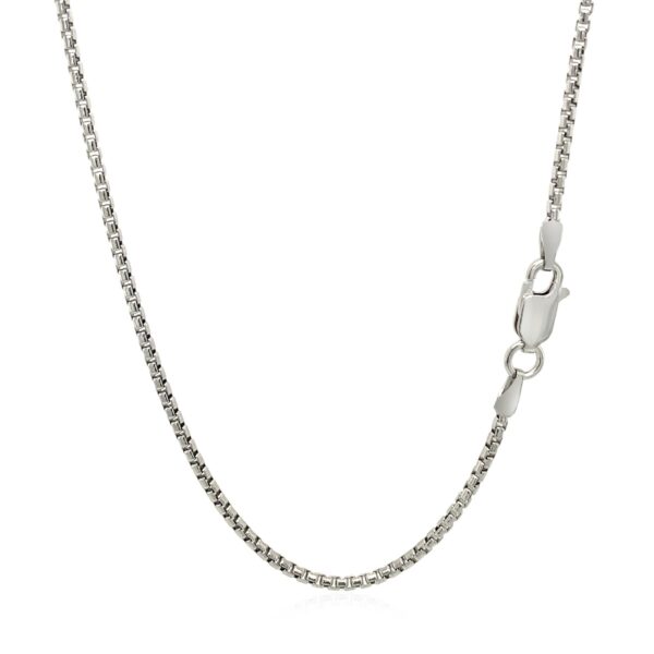 Sterling Silver Rhodium Plated Round Box Chain 1.5mm - Image 3