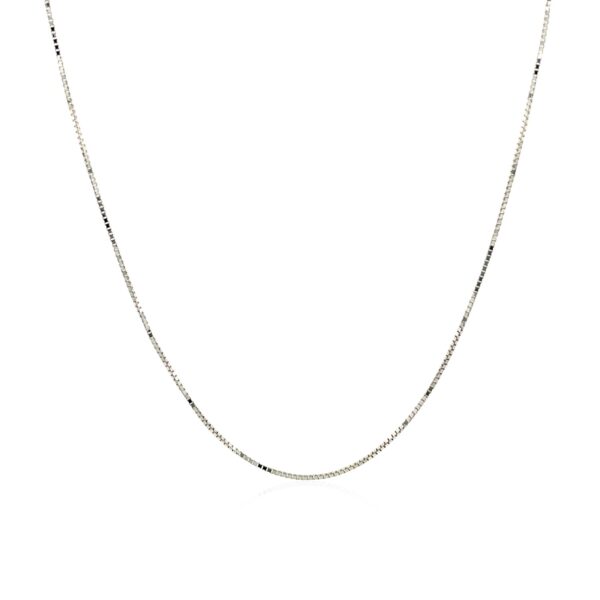 14k White Gold Classic Box Chain 0.6mm - Image 2