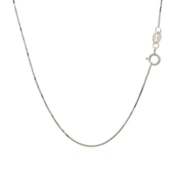 14k White Gold Classic Box Chain 0.6mm - Image 3