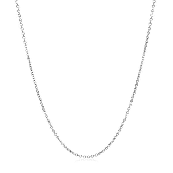 14k White Gold Round Cable Link Chain 1.2mm - Image 2