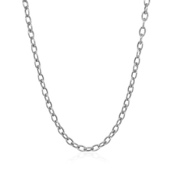 3.5mm 14k White Gold Pendant Chain with Textured Links - Image 2