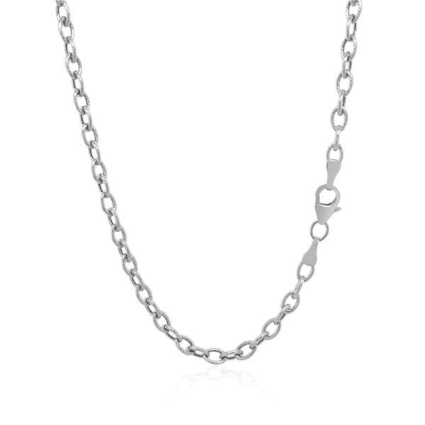 3.5mm 14k White Gold Pendant Chain with Textured Links - Image 3