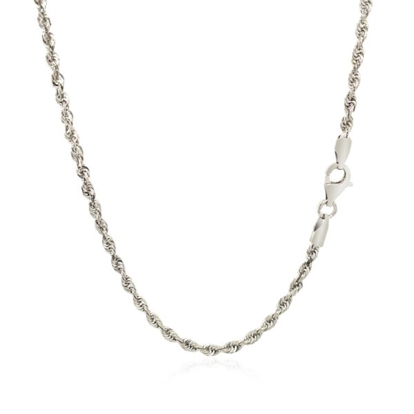 2.5mm 14k White Gold Solid Diamond Cut Rope Chain - Image 3