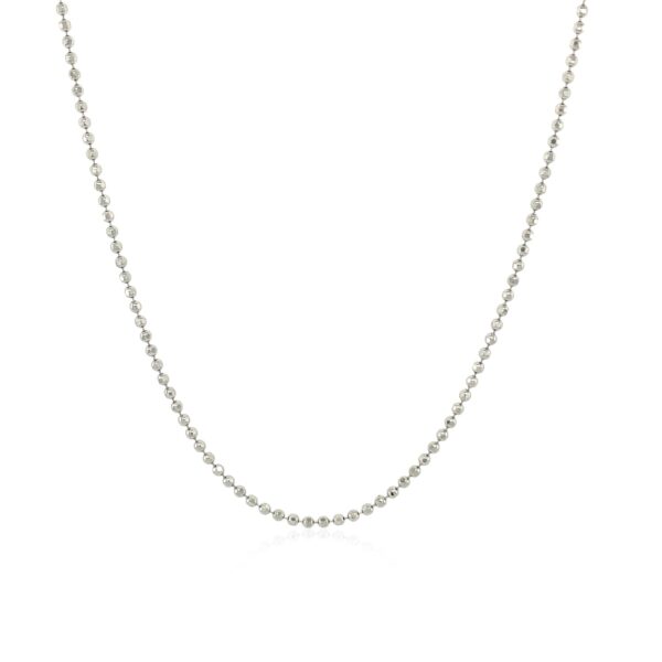 14k White Gold Diamond-Cut Bead Chain 1.2mm - Image 3