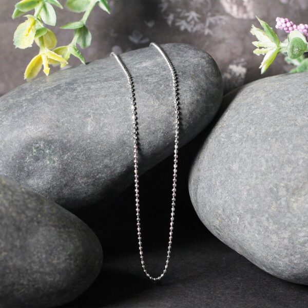 14k White Gold Diamond-Cut Bead Chain 1.2mm - Image 5