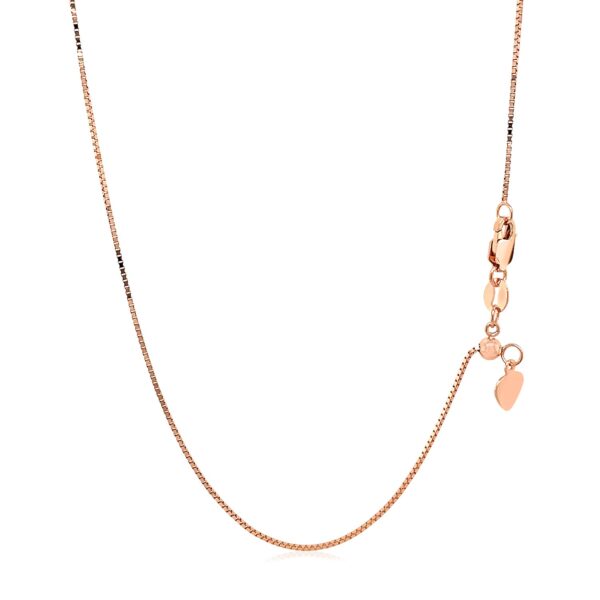 14k Rose Gold Adjustable Box Chain 0.7mm - Image 3