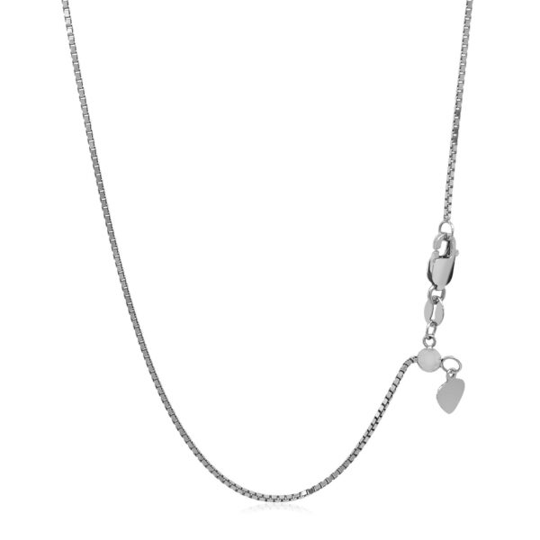 14k White Gold Adjustable Box Chain 1.1mm - Image 3