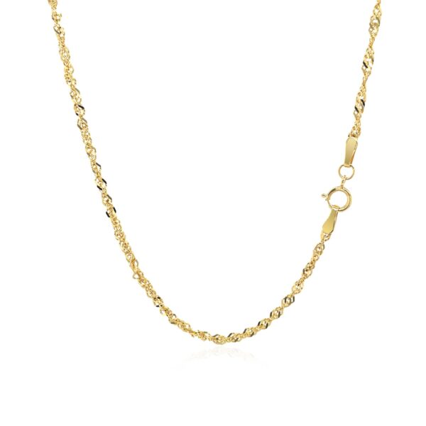 14k Yellow Gold Singapore Chain 1.7mm - Image 3