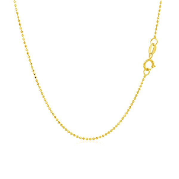 14k Yellow Gold Diamond-Cut Bead Chain 1.0mm - Image 2