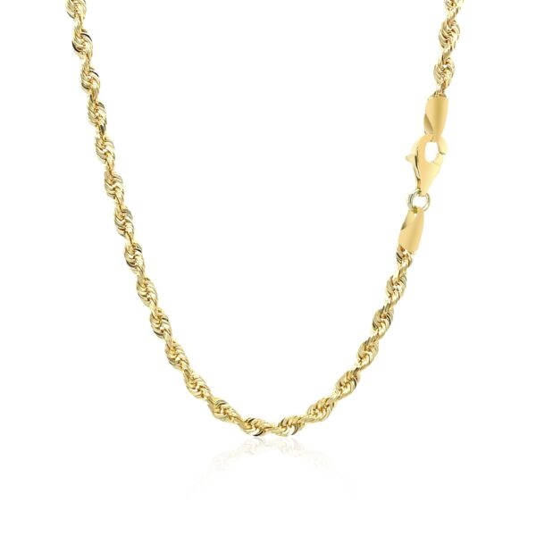 3.0mm 10k Yellow Gold Solid Diamond Cut Rope Chain - Image 3