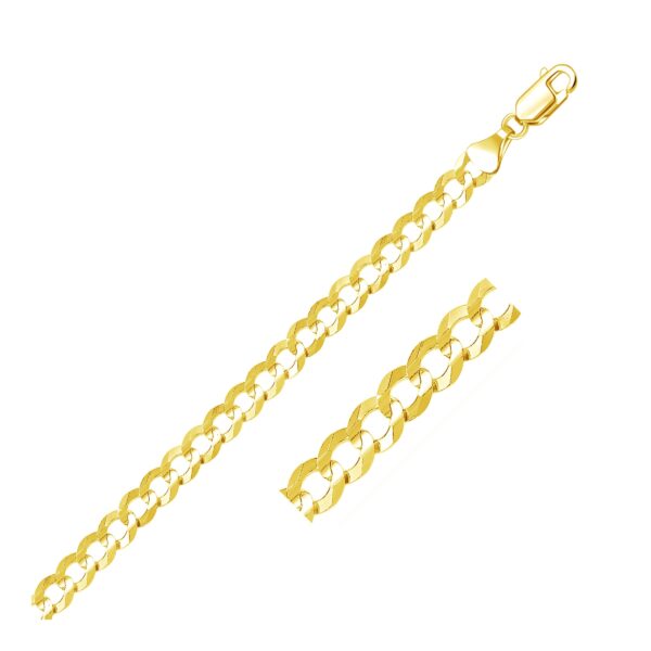 7.0mm 14k Yellow Gold Solid Curb Chain