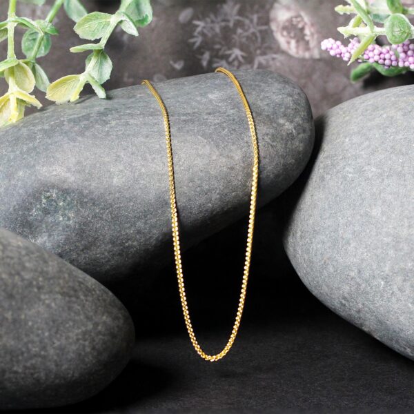 14k Yellow Gold Round Wheat Chain 1.0mm - Image 4