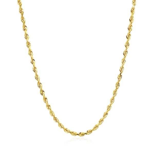 2.5mm 14k Yellow Gold Solid Diamond Cut Rope Chain - Image 2