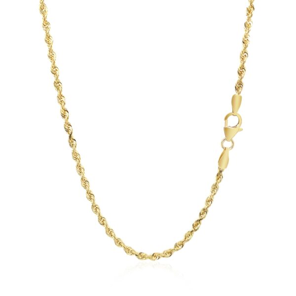 2.5mm 14k Yellow Gold Solid Diamond Cut Rope Chain - Image 3