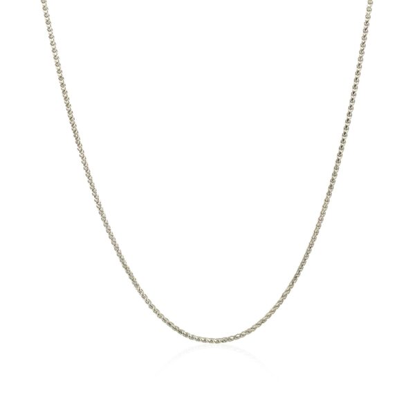 14k White Gold Diamond Cut Round Wheat Chain 1.0mm - Image 2