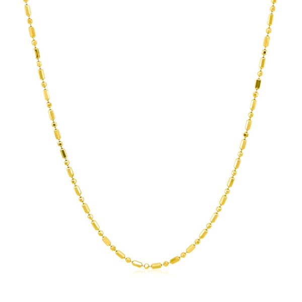 14k Yellow Gold Diamond-Cut Alternating Bead Chain 1.2mm - Image 2