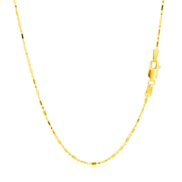 14k Yellow Gold Diamond-Cut Alternating Bead Chain 1.2mm - Image 3