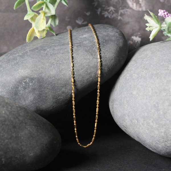 14k Yellow Gold Diamond-Cut Alternating Bead Chain 1.2mm - Image 4