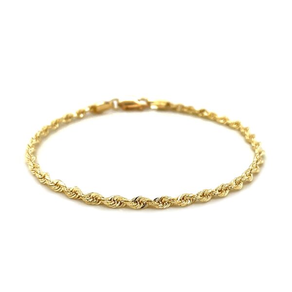 2.75mm 10k Yellow Gold Solid Diamond Cut Rope Bracelet - Image 2